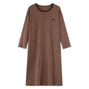 初子尼女士羊毛绒长袖睡裙秋冬保暖柔软德绒家居服超柔软睡衣睡裙