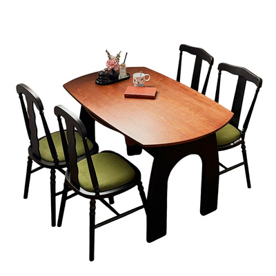 复古风可伸缩白蜡木纹实木餐桌