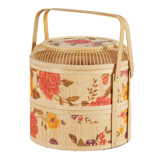 竹编提篮复古串丝印花包装水蜜桃大闸蟹特产粽子月饼端午中秋礼盒