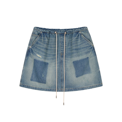 UOOYAA破洞牛仔工装半裙