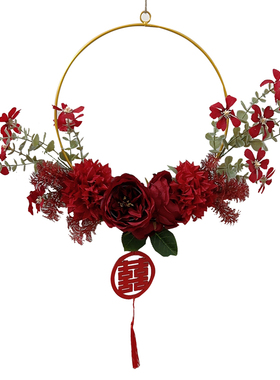 婚房门上墙上装饰仿真花环