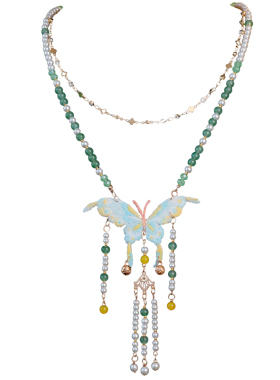 新中式璎珞蝴蝶刺绣项链