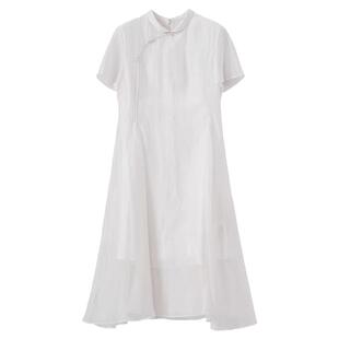 Distin Kidny/迪凯新中式女士桑蚕丝夏季短袖天丝显白旗袍连衣裙
