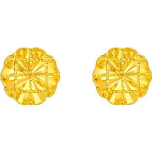 周六福5G黄金时尚简约耳饰爆闪拉丝花型足金计价耳钉新年礼物
