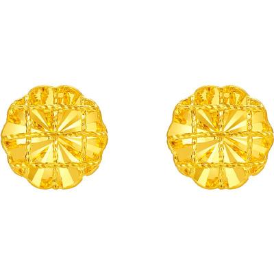 周六福5G黄金时尚简约耳饰爆闪拉丝花型足金计价耳钉新年礼物