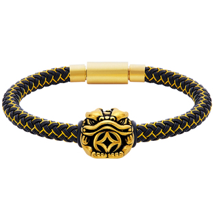 足金金蟾黄金男款手链蟾蜍转运珠女款手环男士招财蟾酷潮时尚黑金