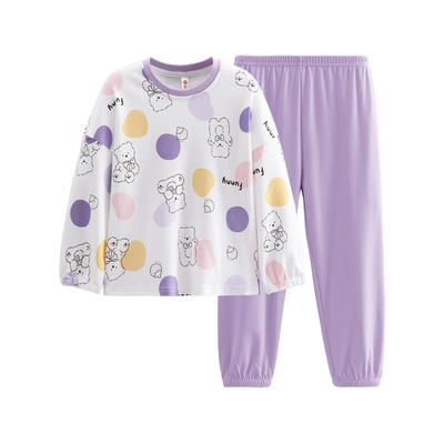 芬腾春秋纯棉圆领长袖女童家居服