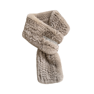 气质小香软糯皮草围巾 獭兔毛双面真毛保暖纯色百搭穿插围巾女