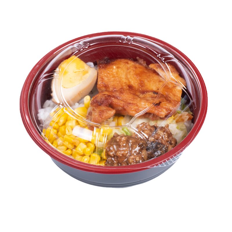 日式便当盒圆形一次性拌面碗外卖快餐加厚打包食品耐高温可微波