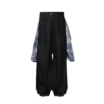 RELABEL可拆卸格纹重工牛仔裤