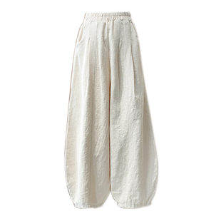 苎麻砂洗国风休闲裤春秋新款裤子棉麻复古显瘦女式灯笼裤直筒裤