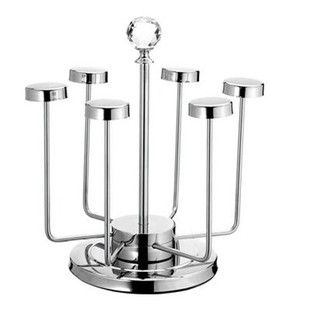 不锈钢杯架6头旋转沥水杯架置物架时尚茶杯架 欧式倒挂杯子收纳架