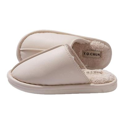 买一送一皮面棉拖鞋冬季保暖防滑