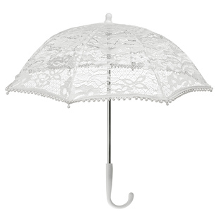 儿童白色蕾丝伞珍珠花边少儿模特走秀伞洛丽塔公主小洋伞拍照道具