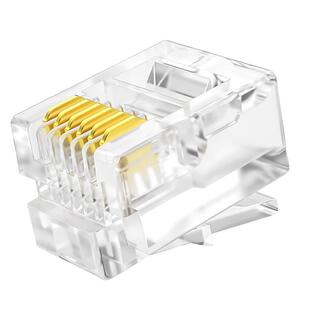 镀金6P6C六芯数控工控机专用接头6芯RJ11电话线机机器人水晶头