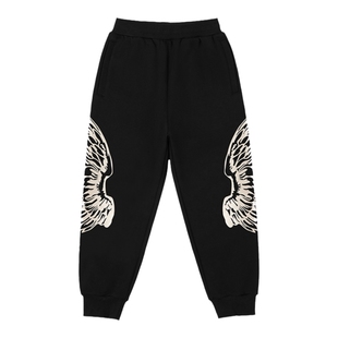 BOY童装 秋冬季薄绒长裤 休闲烫金大翅膀加厚运动裤男女童中大童