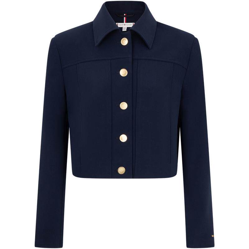 Tommy女装金属扣翻领修身短西装