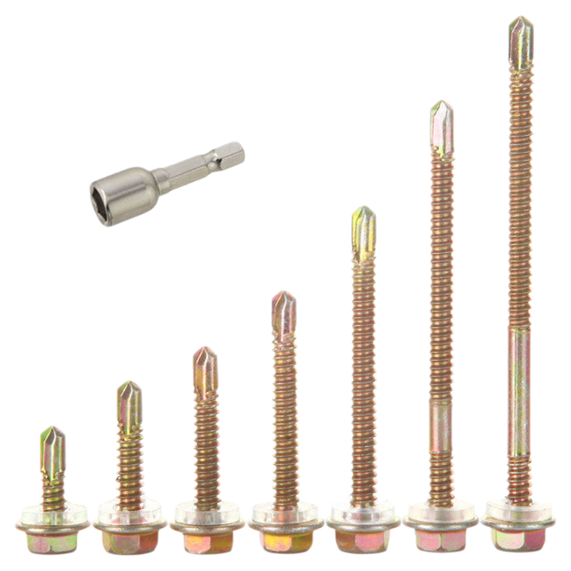外六角钻尾丝燕尾自钻螺丝自攻自转彩锌瓦钉罗丝带垫螺钉尾钉