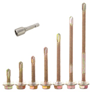 外六角钻尾丝燕尾自钻螺丝自攻自转彩锌瓦钉罗丝带垫螺钉尾钉