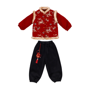 拜年服男女童加厚汉服冬2026新款儿童喜庆过年衣服宝宝国风演出服