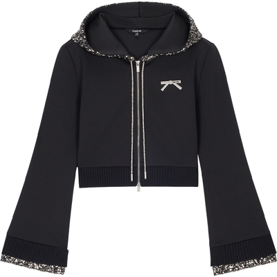 bebe春季新款针织运动卫衣外套