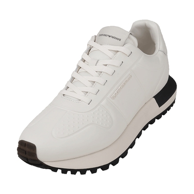 阿玛尼男圆头系带低帮生活休闲鞋