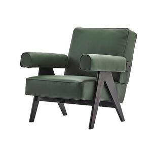 Cassina卡西纳休闲椅北欧实木设计昌迪加尔简约现代全真皮沙发椅