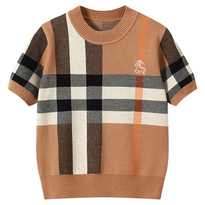 DDXZ夕子复古美式棕圆领针织衫