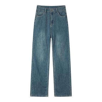 拉夏贝尔加绒加厚阔腿牛仔裤女