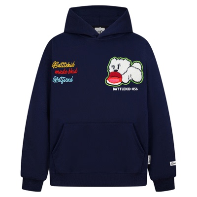 SREK美式心情小狗系列刺绣魔术连帽卫衣男女2026春季情侣潮牌外套