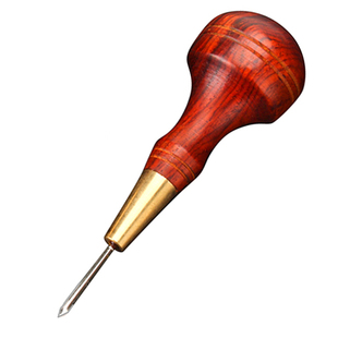 檀木柄菱锥 锥子圆锥 通孔扩孔手工DIY皮革千枚通 非六棱锥4802