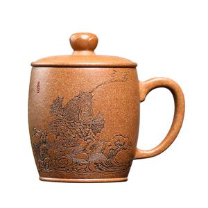 名壶秋月纯手工刻绘原矿紫砂茶杯