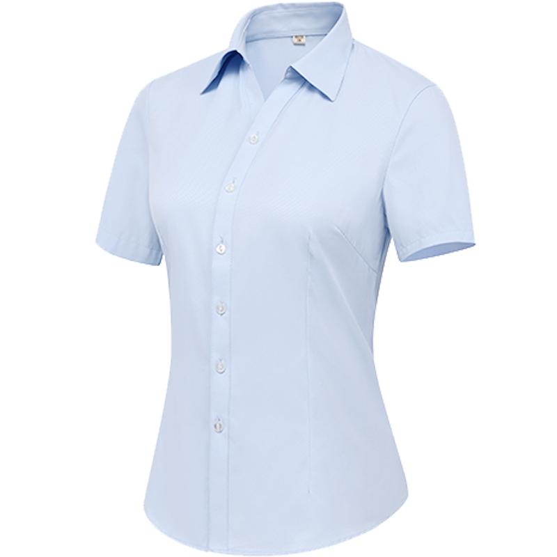 女士衬衣修身工作服通勤短袖衬衫