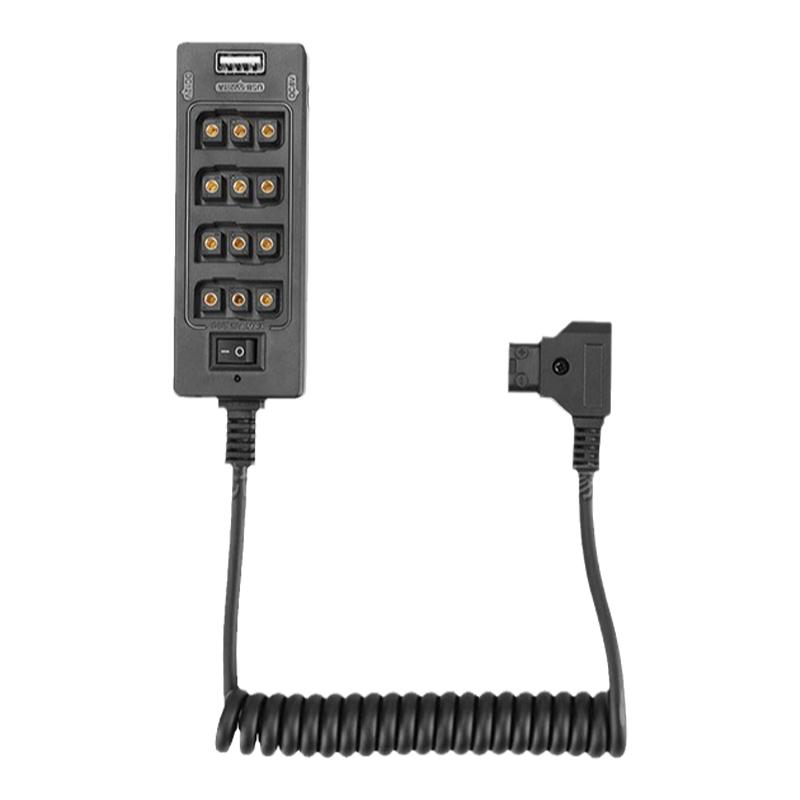 弹簧B口线D-tap一对四集线器+2DC 1USB接口B型插头电池分配器