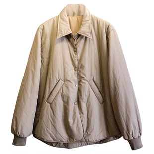 纯色宽松显瘦翻领加厚夹棉外套2025冬新款长袖休闲棉衣棉服女B563