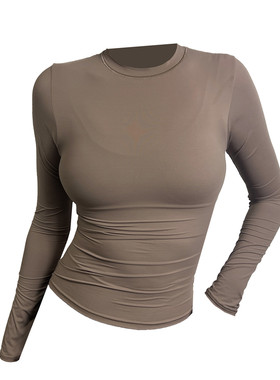 超薄贴身显瘦健身长袖T恤通勤健身t恤女瑜伽服女速干女运动上衣薄