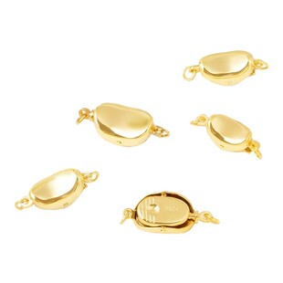 925银珍珠项链扣头配件包18k金元宝扣手链diy插棒扣接头连接扣子