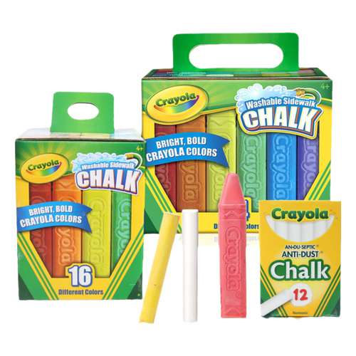 绘儿乐crayola大粉笔户外粉笔加粗可水洗少尘粉笔白色儿童家用美国进口环保大号涂鸦加粗幼儿彩色粉笔12/24色