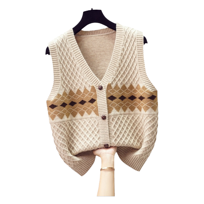 针织马甲女士无线背心开衫马夹