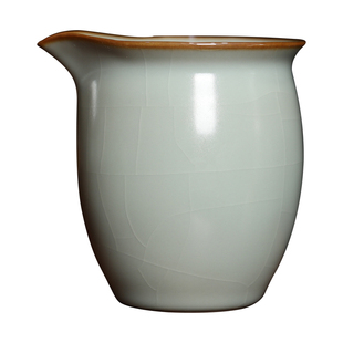 江家窑九寸土汝窑天青釉无耳公杯手工大小公道杯陶瓷茶海复古茶具