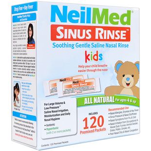 NeilMed儿童专用海盐120包家用鼻炎鼻塞洗鼻壶鼻腔冲洗鼻子生理盐