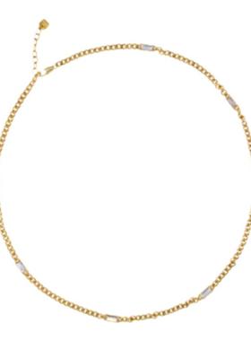 直营情侣欧美镀金金宝石拼接项链