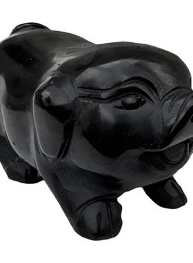 原石黑猪摆件吉祥招财客厅玄关