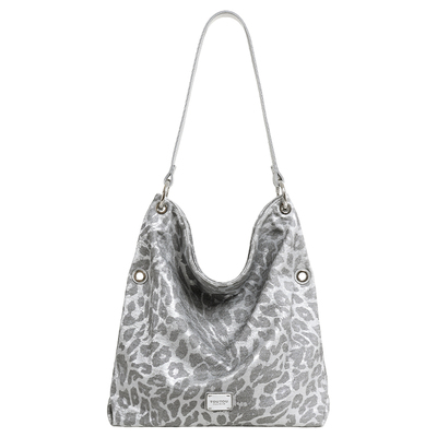 TOUTOU银色豹纹叠叠托特包斜挎包