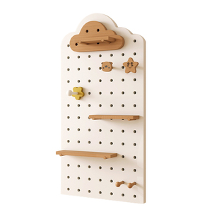 洞洞板定制置物架书桌墙面实木装饰挂板入户玄关收纳挂衣架造型墙