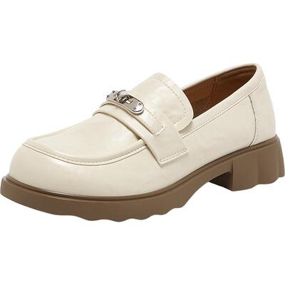 百思图英伦厚底粗跟乐福鞋女