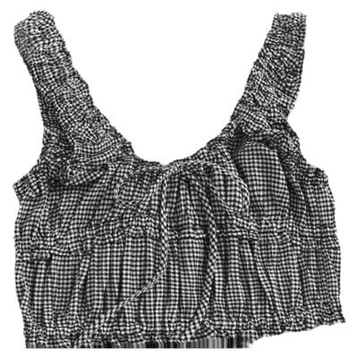 千鸟格缩褶显瘦减龄背心女吊带