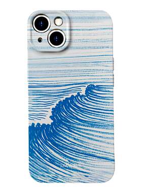 不停歇~简约线条海浪适用iPhone16/15pro手机壳华为mate60菲林畅享70硬OPPOr17苹果13vivos18软IQOO9一加ACE3