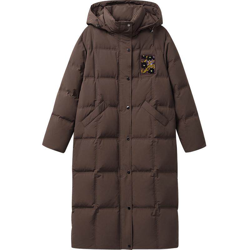 播冬季防寒保暖连帽领羽绒服女休闲宽松长款外套DDR4RD5232