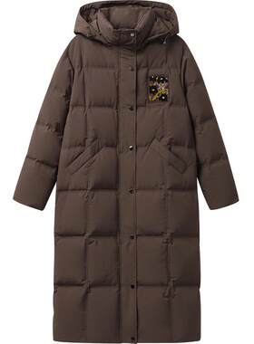 播冬季防寒保暖连帽领羽绒服女休闲宽松长款外套DDR4RD5232